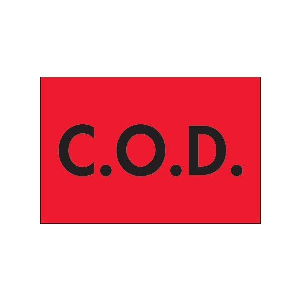 Bsc Preferred 2 x 3'' - ''C.O.D.'' Fluorescent Red Labels BUY00021111 - main